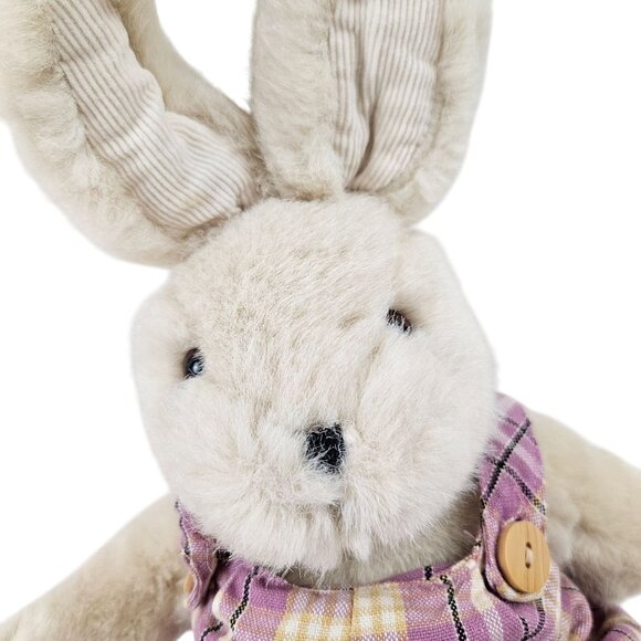 Carrot Patch Collectibles Stuffed Bunny Plush Toy Purple Plaid Overalls Vintage - Picture 2 of 9